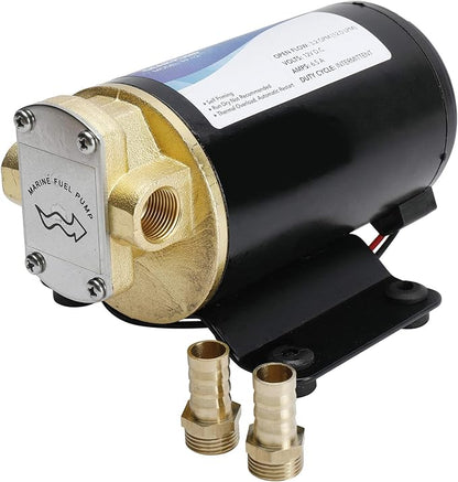 YaeMarine 12V 3.2GPM (12.0LPM) Oil Pump Turbo Pump Oil Scavenge Pump Impellor Gear Pump Self Priming Reversible for Diesel Lubricants Machinery Fuel Scavenge Oil Transfer (Black)