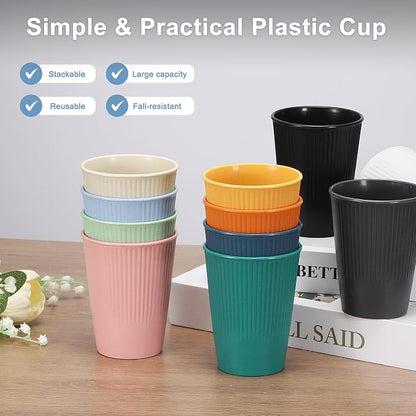 uxcell 4 Pcs Simple Toothbrush Cup, 3.3 x 3.3 x 4.2 Dishwasher Safe Bathroom Tumbler Reusable Plastic Cup Set for Storing Toothpaste Combs, Beige