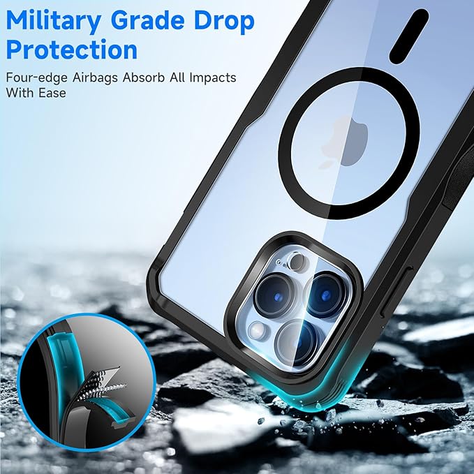 seacosmo Magnetic Case for iPhone 13 Pro, Privacy Screen Protector and Camera Lens Protector, [Military Grade][Full Body Protection], for iPhone 13 Pro Anti-Peep Case, Blue