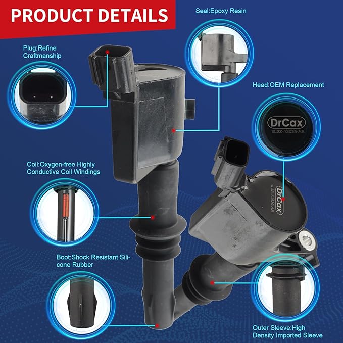 OEM Ignition Coil DG511 3L3Z-12029-BA Compatible with Ford Expedition F150 F250 Lincoln Mark LT Navigator 5.4L 4.6L 6.8L - 1 Pack