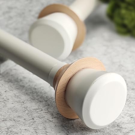 Decorative Curtain Rod Finials, Polyresin White Wood-Look Finials, Set of 2, Compatible with 1 inch Diameter Curtain Rod, Standalone Finial Pair