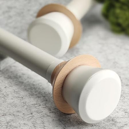 Decorative Curtain Rod Finials, Polyresin White Wood-Look Finials, Set of 2, Compatible with 1 inch Diameter Curtain Rod, Standalone Finial Pair