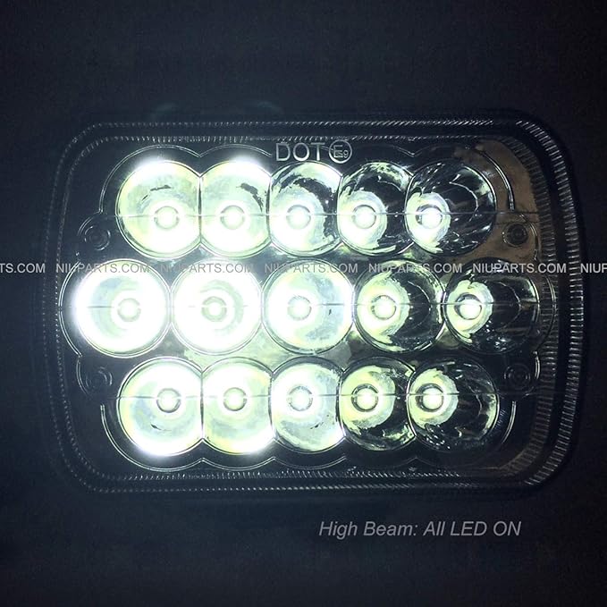 NIUPARTS Sealed Headlight with 15 x 5 x 7 Inch LED Lights (Compatible with Universal Trucks and Various Others)