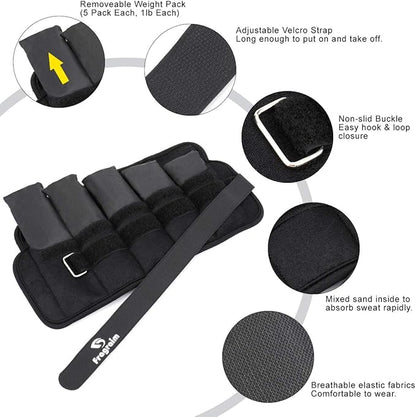 Fragraim Adjustable Ankle Weights 1-3456810121520 LBS Pair with Removable Weight for Jogging, Gymnastics, Aerobics, Physical Therapy