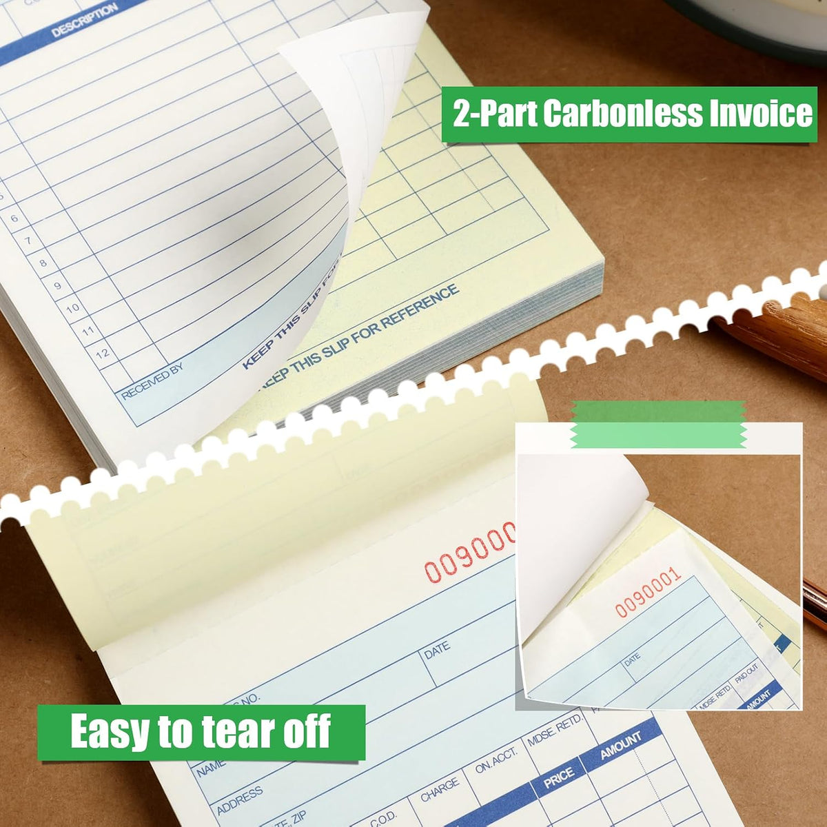 1 Pads Sales Order Books 2 Part Carbonless (White/Canary Yellow) Receipt with Carbon Copies Cover Receipt Form Invoice 50 Sets Per Book (4.18 x 7.2 Inch/ 10.6 x 18.3 Cm)