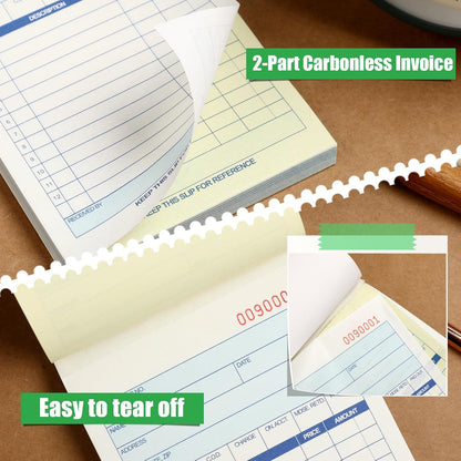 1 Pads Sales Order Books 2 Part Carbonless (White/Canary Yellow) Receipt with Carbon Copies Cover Receipt Form Invoice 50 Sets Per Book (4.18 x 7.2 Inch/ 10.6 x 18.3 Cm)