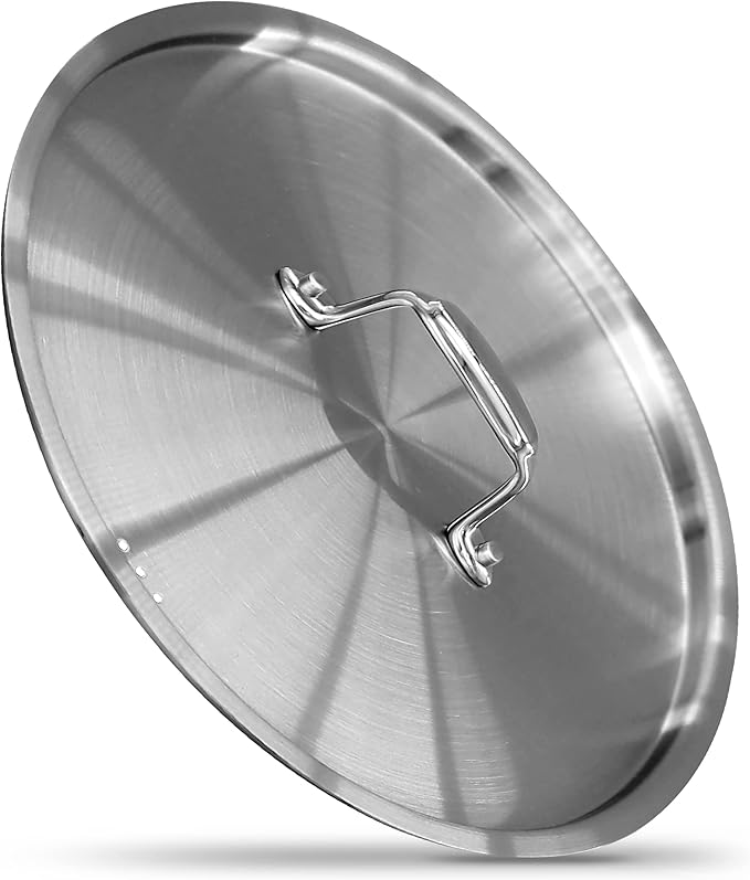nutrichef Lid for 12-Quart Stockpot - Stainless Steel Kitchen Cookware Cover with Handle, Fits 10.24 Pot Inner Size, Works with Model NCSPT12Q 12-qt. Stock Pot