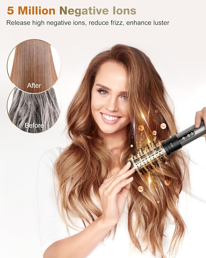 7MAGIC Hair Dryer Brush  Styler, 110,000 RPM, High-Speed Ionic Hair Dryer, Multi-Function, Professional Blow Dryer Brush for Curling, Volumizing, Straightening, and Styling, Silver