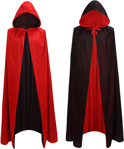Black Red Reversible Goth Pirate Vampire Witch Cloak Unisex Christmas Halloween Cosplay Capes.
