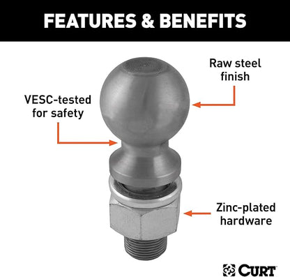 CURT 40085 Raw Steel Trailer Hitch Ball, 30,000 lbs, 2-5/16-Inch Diameter, 1-1/4 x 2-5/8-Inch Shank