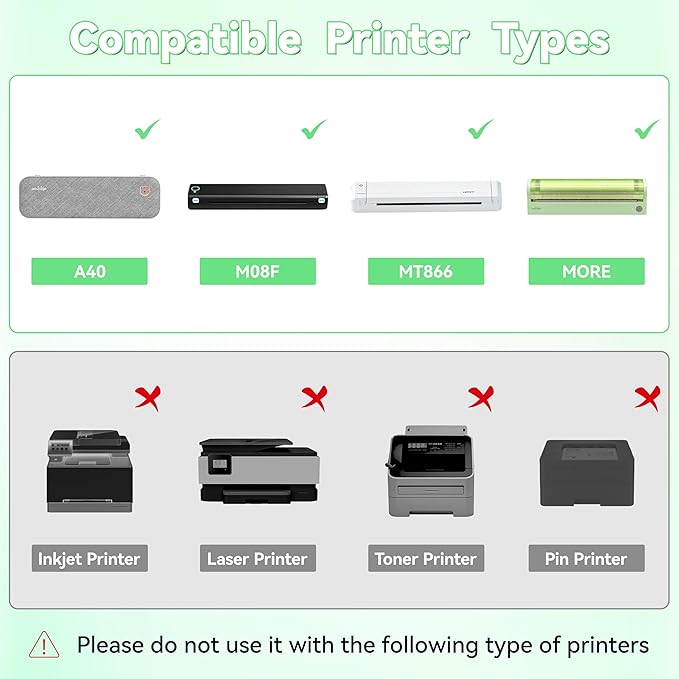 Thermal Printer Paper 8.5''A11'' US Letter 100 Sheets Quick-Dry Single Page Thermal Paper for Portable Thermal Printer