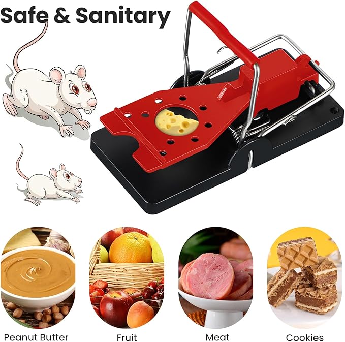 Qualirey 24 Pcs Plastic Mouse Rat Traps House Indoor Quick Effective Safe for Warehouse Garden Kitchen 3.86 x 1.81 x 2.17 Inch (Red)