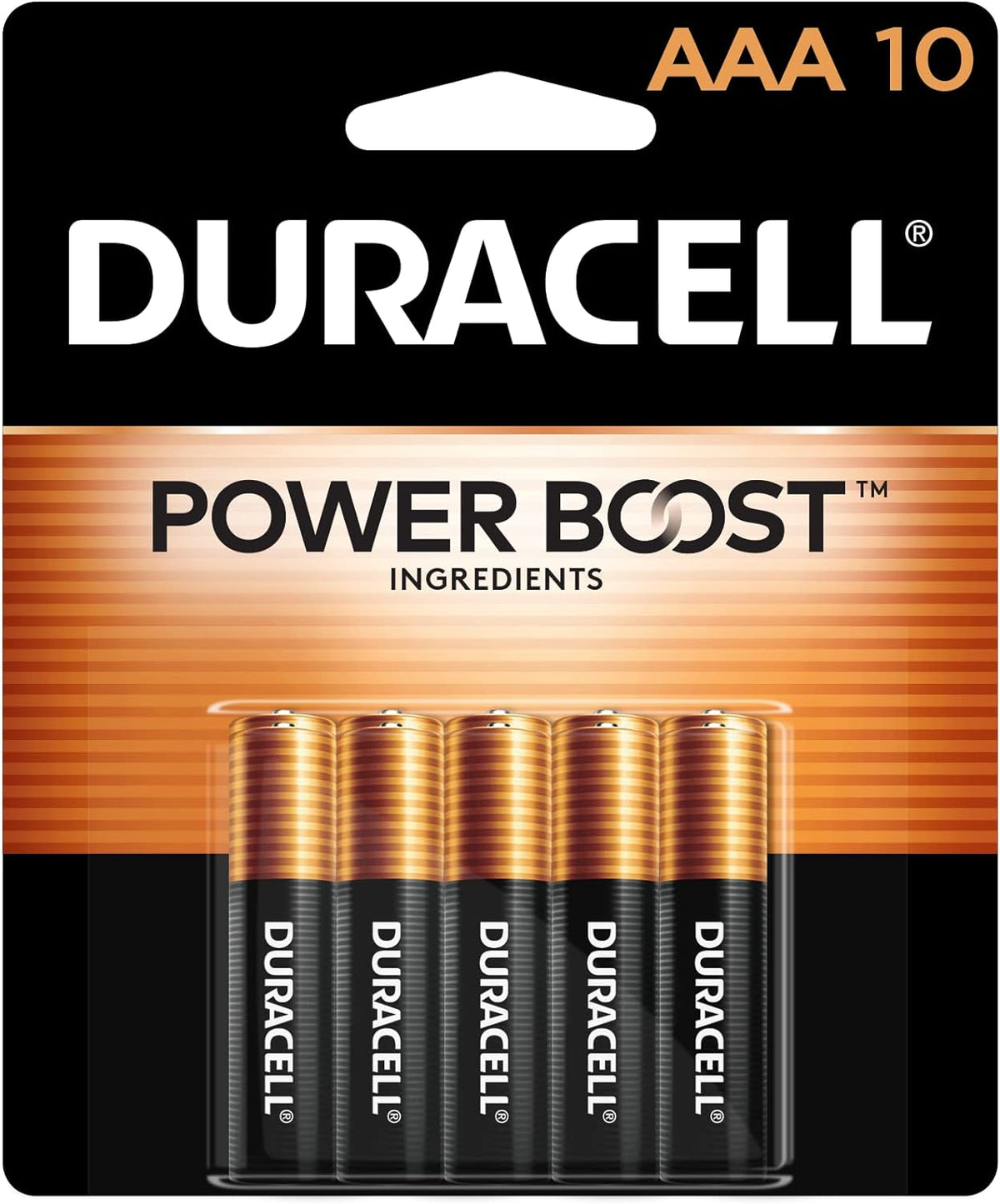 Duracell Coppertop AAA Batteries with Power Boost Ingredients, Triple A Batteries, 10 Count (Pack of 1) for Household and Office Devices, Alkaline AAA Battery