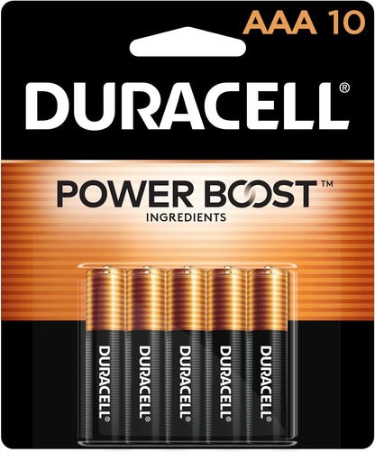 Duracell Coppertop AAA Batteries with Power Boost Ingredients, Triple A Batteries, 10 Count (Pack of 1) for Household and Office Devices, Alkaline AAA Battery