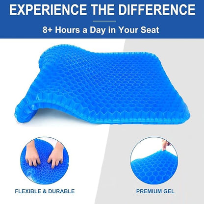 Gel Seat Cushion for Long Sitting Pressure Relief (Super Large  Thick) - Non-Slip Gel Chair Cushion for Back,Sciatica,Tailbone Pain Relief - Seat Cushion for Office Desk Chair,Car Seat,Wheelchair