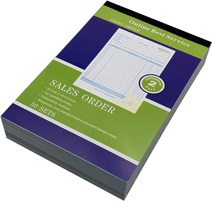 5 Pack Large Sales Order Book Receipt Invoice Duplicate Carbonless 50 Sets 5.916" X 8.716"