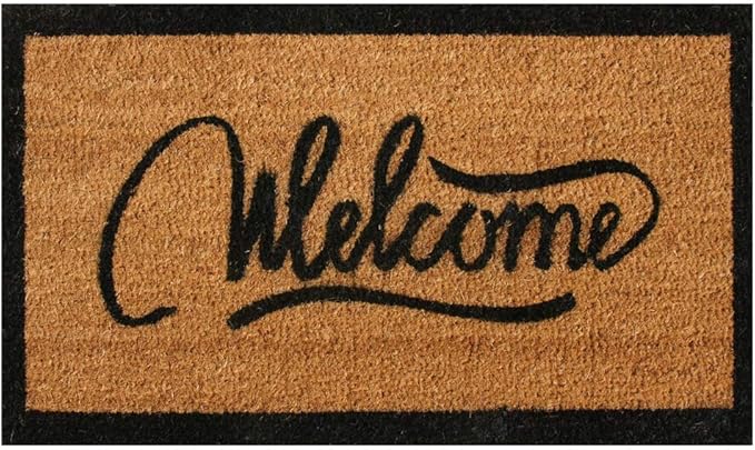 Rubber-Cal "Modern Ribbon Script AiCoir Welcome Mat 15mm X 18" X 30"
