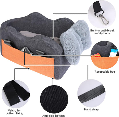 Dog Car Seat for Small Dog Center Console Seat Pet Booster Seat for Car Puppy Small Dogs(Dark Gray)