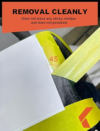 Painters Tape for Cars Vehicles Paint Tape Auto Body Yellow Masking Tape Heat Resistant Automotive Removable No Residue Painting Tape Bulk Set for Paint Booth, 0.94in-60 yards/6rolls