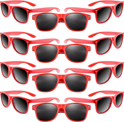 MIAHART 12 Pack Kids Party Sunglasses Bulk Summer Party Favors Retro Glasses for Boys and Girls Birthday Party Supplies, Red