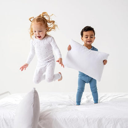 DREAMLAND BABY Toddler Pillow (1-Pack): Includes 100 Cotton Pillow  White Viscose Cover (97 Viscose, 3 Spandex) - Small Size for Kids and Travel