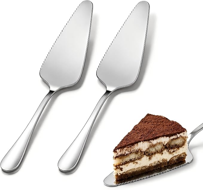 2-Piece Cake Pie Server Set, Serrated Stainless Steel Spatulas, 8.94 Inches