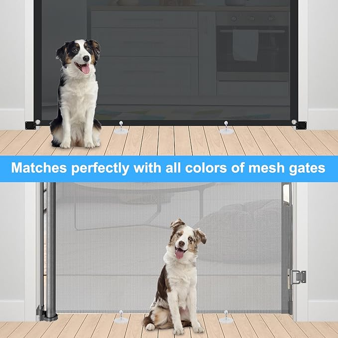 Retractable Baby Gate Hardware - Floor Adhesive Hooks, 2 Pack Baby Gate Accessories Mesh Dog Gate Ground Anchor Hooks to Prevent Babies and Pets from Getting Under The Gate, Adhesive or Drill Mounting