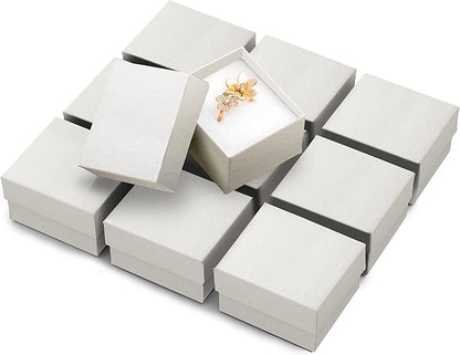 Jewelry Ring Gift Box 50 Pieces, Cardboard Gift Boxes with Flocked Foam Ring Slot, Small Jewelry Boxes for Women, Earrings Packing Box for Christmas, Stores, 2 x 1.75 x 1.12 inch (White Swirl)