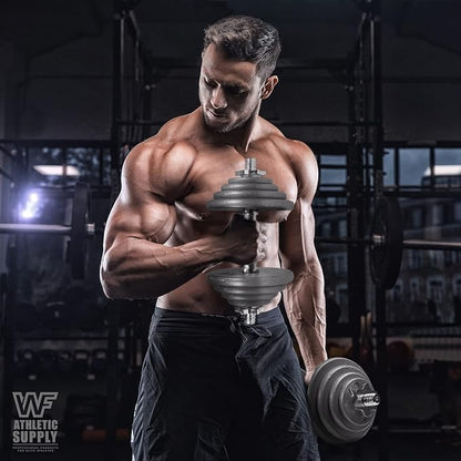 WF Athletic Supply TraditionalClassic 1-inch Hole Standard Solid Cast Iron Weight Plates - Great for Strength Training, Weightlifting, Bodybuilding  Powerlifting, Multiple Choices Available