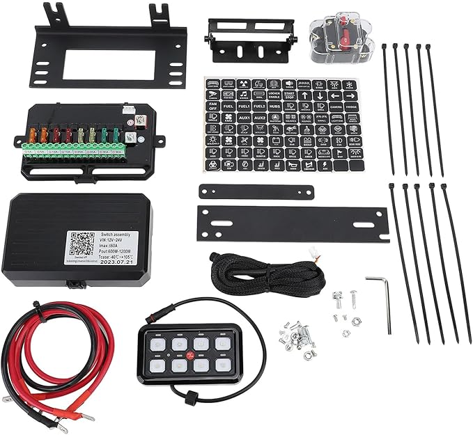 8 Gang Switch Panel Control, Waterproof High Power Light Switch System, Ideal for off road vehicles, ATVs, UTVs, SUVs, cars, trucks, boats