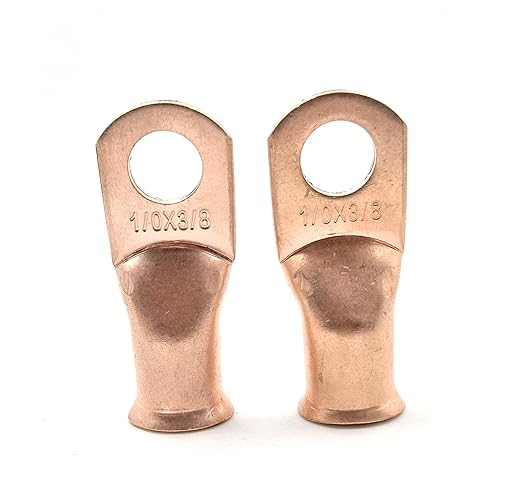 Cable Ends 10pcs 10 AWG-38- Battery Lugs, Heavy Duty Wire Lugs, Ring Terminals,4 Guage Terminals, UL Bare Copper Eyelets Electrical Battery Terminal Connectors