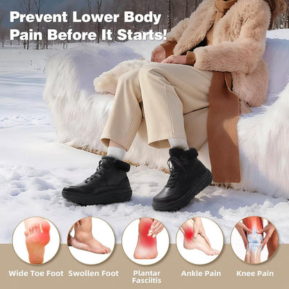 Women's Orthopedic Diabetic Winter Boots: Wide Toe Box Comfortable Arch Support Plantar Fasciitis Leather Oxfords Shoes, Casual Warm Walking Snow Ankle Mid Boots for Neuropathy and Heel Pain Relief