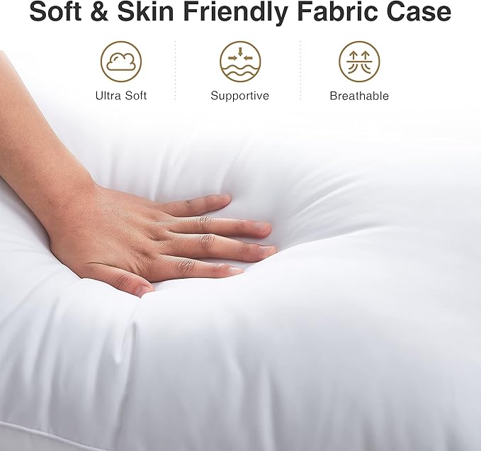 Acanva Bed Sleeping Extra-Soft Sham Down Alternative Pillow Insert, 1 Count (Pack of 1), White