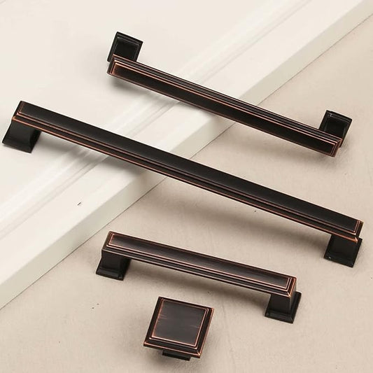 2PCS Vintage Cabinet Handles, Zinc Alloy Drawer Pull Handles, Antique Cupboard Knobs, Furniture Door Pull Handle Knobs(CC:128mm,Red Brozen)