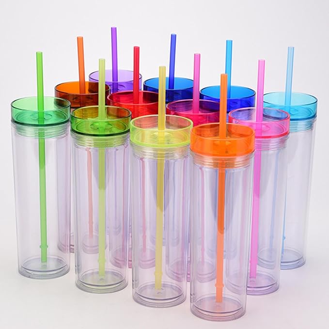 450ml/15.5oz European And American Style Fashionable Water Cup, Double-Layer Transparent Straight Cup-Transparent and colorless