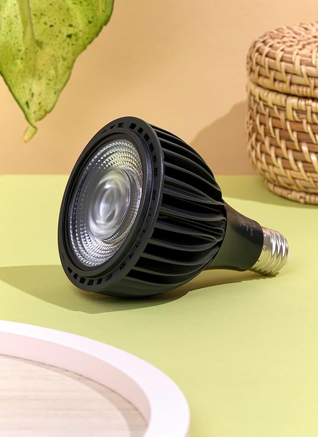 Aspect VitaN LED Grow Light Bulb Full Spectrum for Indoor Plants 12"-48" Below Light - DIMMABLE - 20 Watt-3000K SOLTECH Solutions - Black and White Available (Black)