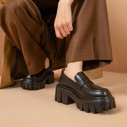 BEAU TODAY Women's Chunky Platform Penny Loafers