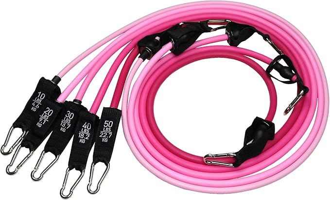 Pink Resistance Bands Tubes with Handles 150 lb
