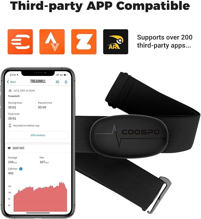 COOSPO H6 Heart Rate Monitor Chest Strap Bluetooth 4.0 ANT IP67 Chest Heart Rate Sensor for Peloton Polar DDP Yoga Map My Ride Garmin Sports Watches