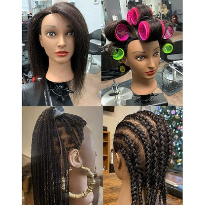 Hairingrid Mannequin Head 16" 100 Real Hair Hairdresser Cosmetology Mannequin Manikin Training Head Hair and Free Clamp Holder (R72026B0216)