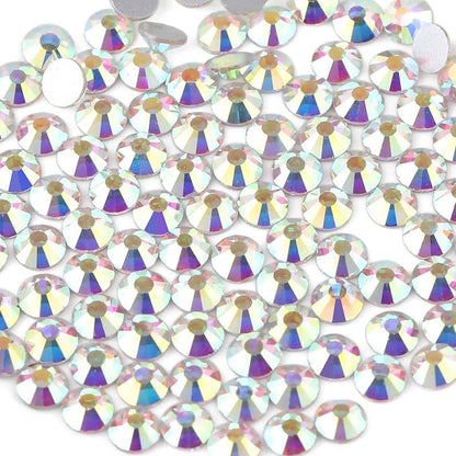 beadsland Flat Back Crystal Rhinestones Round Gems for Nail Art and Craft Glue Fix, CrystalAB (SS12(2.9-3.0mm))
