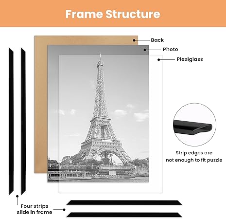 upsimples 12x18 Picture Frame Black 3 Pack, Scratch-Proof Poster Frames 12 x 18 for Photo Gallery - Slide-In Strips, Horizontal or Vertical Wall Mounting