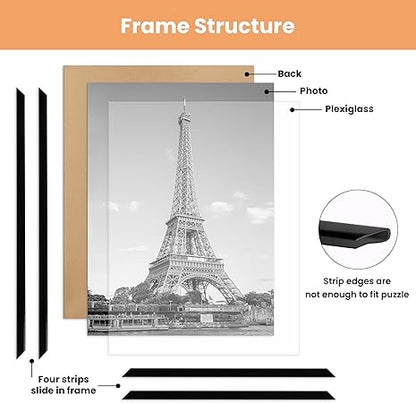 upsimples 12x18 Picture Frame Black 3 Pack, Scratch-Proof Poster Frames 12 x 18 for Photo Gallery - Slide-In Strips, Horizontal or Vertical Wall Mounting