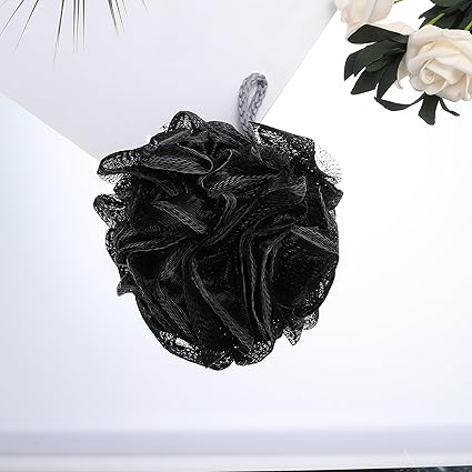 VOCOSTE Bath Shower Loofah Sponge Body Puffs for Bathroom for Shower 5.51"x4.72" Black