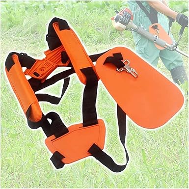 Shoulder Strap for Weed Eater Trimmer, Adjustable Brush Cutter Double Shoulder Belt, Gardening, Harness Weed Accessories Leaf Brower Orange Black