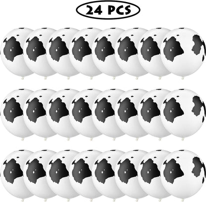 Gejoy 24 Cow Balloons Latex Funny Cowprint Balloons for Cow Black and White Birthday Party Supplies Decorations