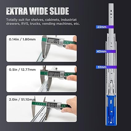 SLIDEWAY 200 Lbs Soft Close Heavy Duty Drawer Slides 1 Pair 14 16 18 20 22 24 26 28 Inch Full Extension Ball Bearing Sliding Rails Cabinet Runners Tracks Tool Box Glides-Soft Closing 22"