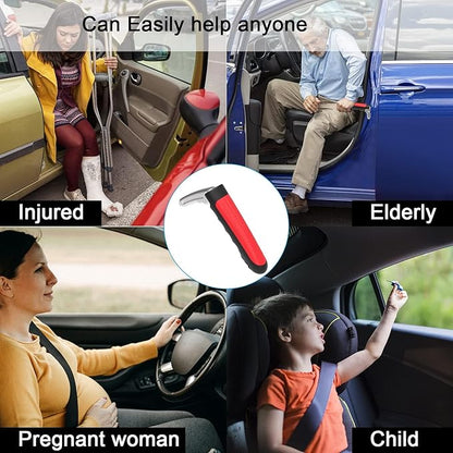 Multifunction Car Handle Assist for Elderly and Handicapped, 3 in 1 Automotive Door Assist Handle, Seatbelt Cutter, Window Breaker, Car Door Handle for Seniors,Red, (CHS)
