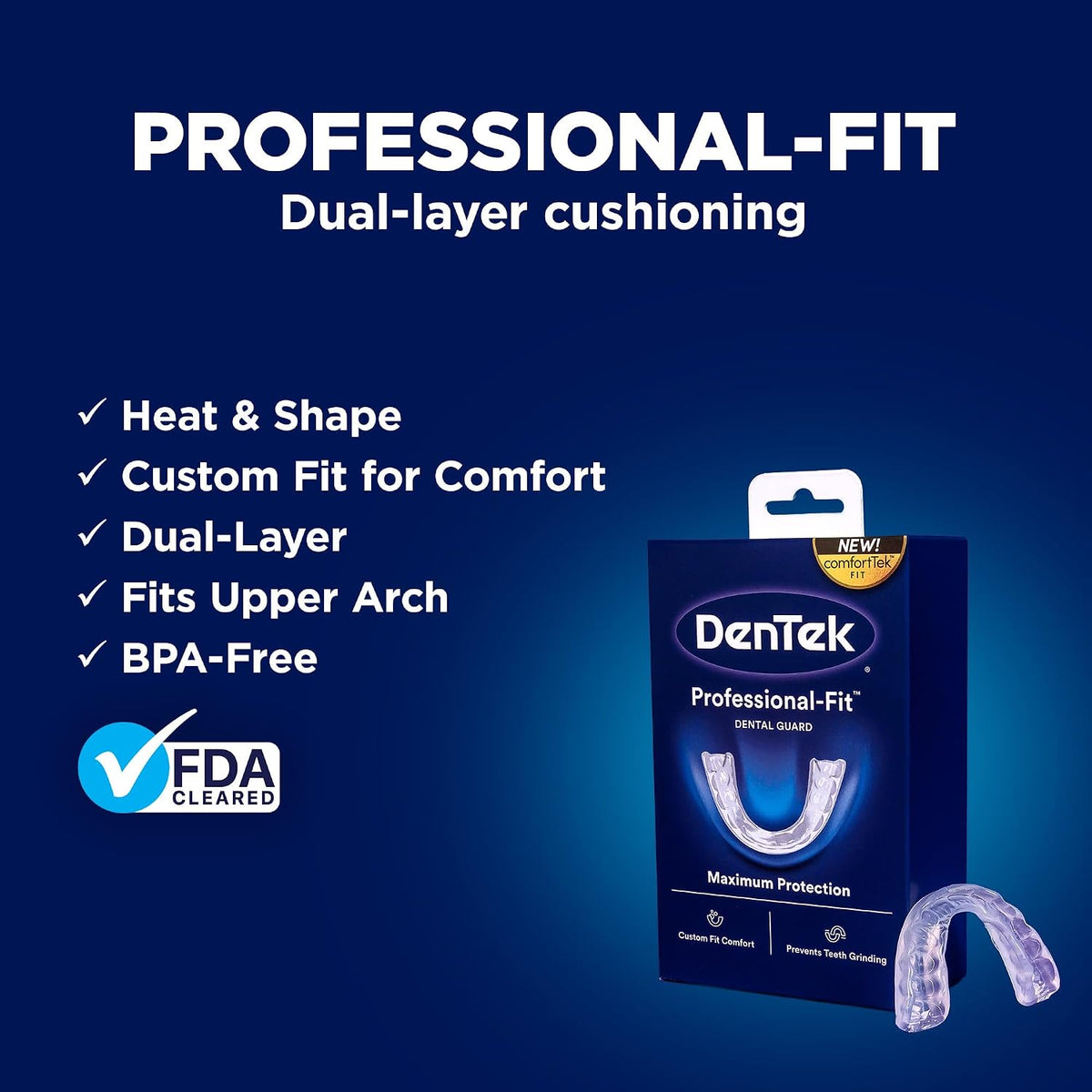 DenTek Professional-Fit Dental Guard, Mouth Guard for Grinding Teeth at Night, 1 Count only ( Box Damage )