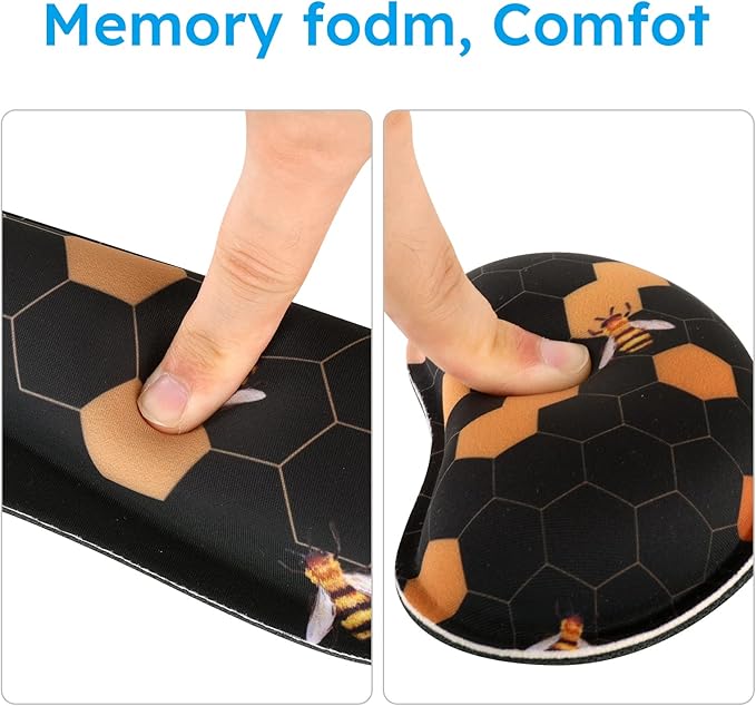 iCasso Keyboard Mouse Pad Set,Extended Gaming Mouse Pad Keyboard Wrist Rest Support, Memory Foam, Easy Typing Pain Relief, 3Pcs (35.4A15.7 in) Large Ergonomic XXL Ultra Thick Mousepad Desk Mat